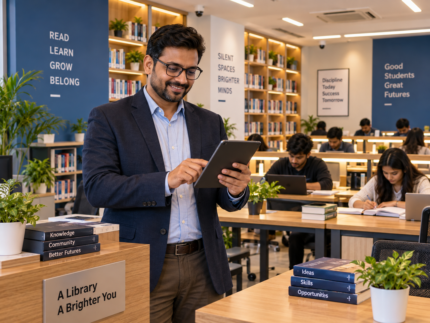 Happy library owner